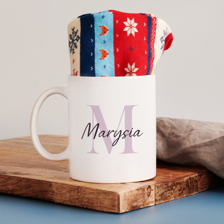 Monogram imię elegant - Zimowe skarpetki w kubku