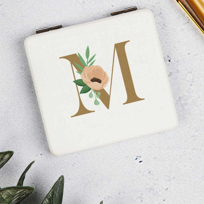 Monogram kwiaty - Lusterko kieszonkowe
