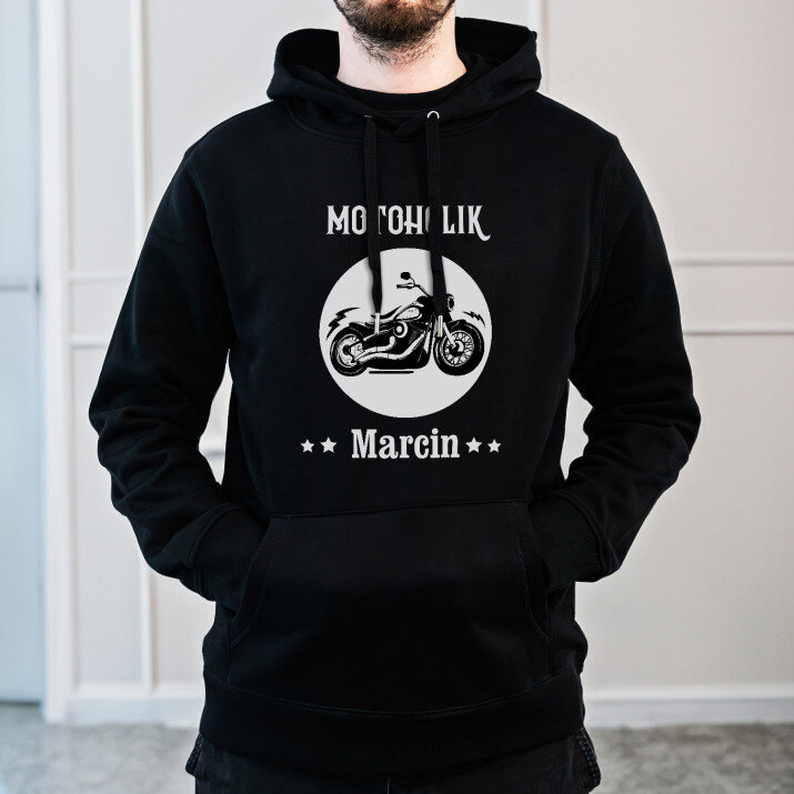 Motoholik - Bluza męska czarna z kapturem