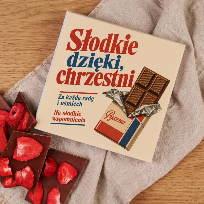 Czekolada Z Truskawkami Dla Chrzestnych Prezent Dla Pary: Czekoladowe Podziękowanie Czekolada Z Truskawkami Dla Chrzestnych Prezent Dla Pary: Czekoladowe Podziękowanie