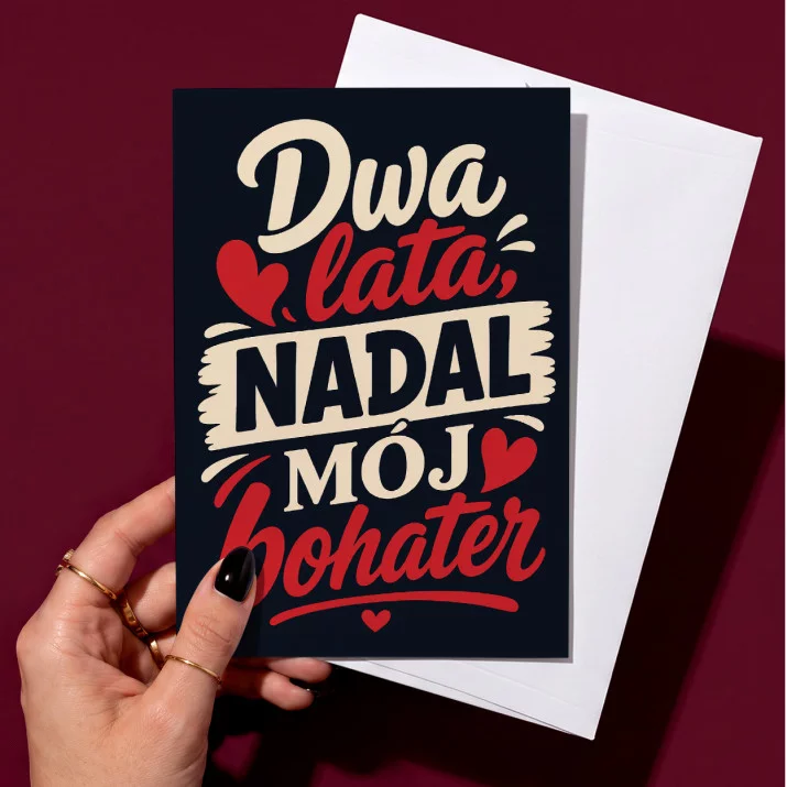 Kartka z Życzeniami Na 2 Rocznice Ślubu Na Walentynki Dla Mężczyzny: Nowoczesny Typograficzny