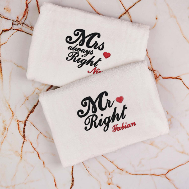 Mr i Mrs always right - zestaw dwóch ręczników z haftem