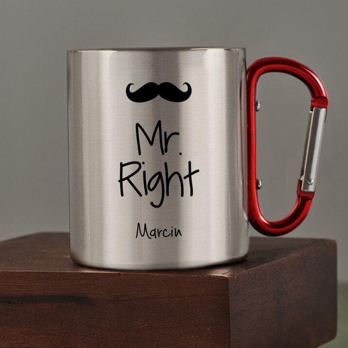 Mr. Right - Kubek metalowy z karabińczykiem Mr. Right - Kubek metalowy z karabińczykiem