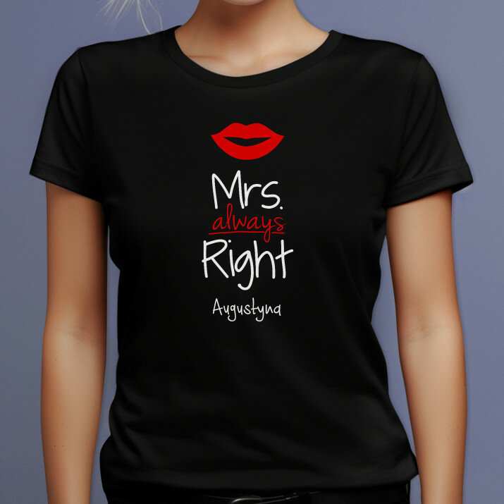 Mrs always right - Czarna koszulka damska