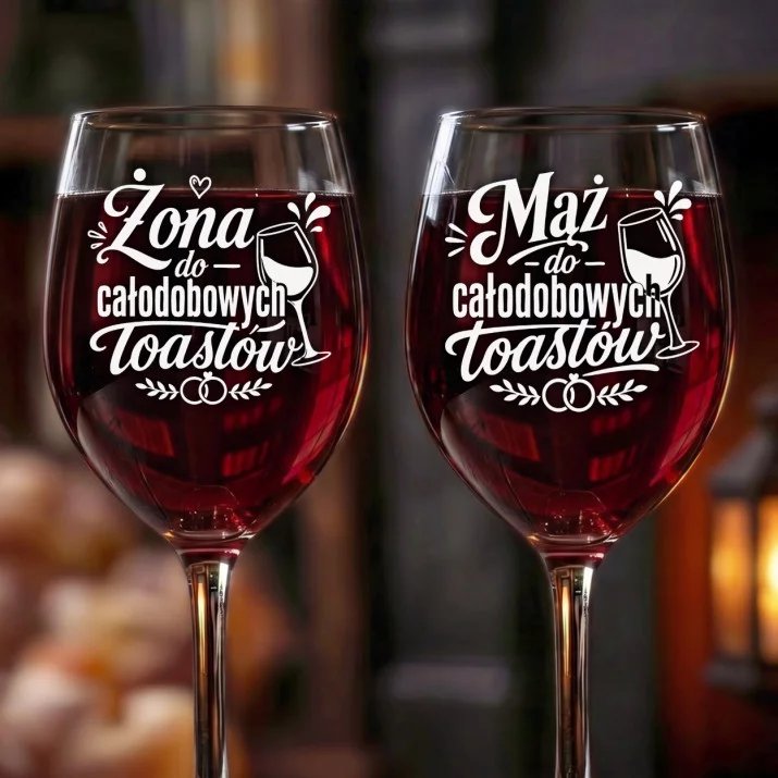 Dwa Kieliszki Do Wina Na Ślub Cywilny Prezent Dla Pary Młodej Pary: Całodobowe Toasty
