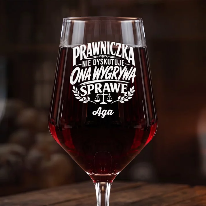 Mega Kieliszek Do Wina z Grawerem Dla Prawniczki Prezent Dla Kobiety: Prawniczka Wygrywa Sprawę Mega Kieliszek Do Wina z Grawerem Dla Prawniczki Prezent Dla Kobiety: Prawniczka Wygrywa Sprawę