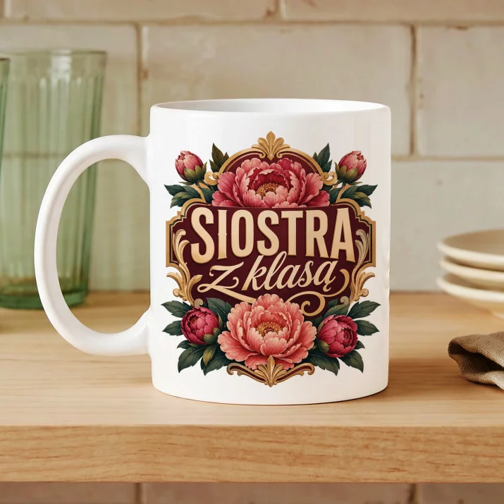 Kubek Z Nadrukiem Dla Siostry Prezent Dla Kobiety: Siostra Z Klasą Kubek Z Nadrukiem Dla Siostry Prezent Dla Kobiety: Siostra Z Klasą