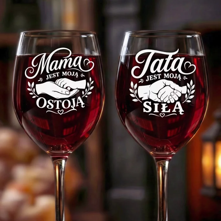 Dwa Kieliszki Do Wina Dla Rodziców Prezent Dla Pary: Mama I Tata
