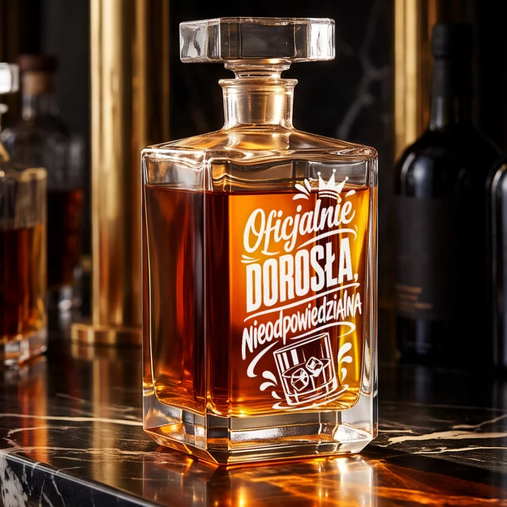Karafka Do Whisky z Grawerem Na 18 Urodziny Prezent: Dorosła Z Humorem
