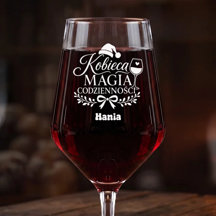 Mega Kieliszek Do Wina z Grawerem Na Mikołaja Prezent Dla Kobiety: Kobieca Magia Mega Kieliszek Do Wina z Grawerem Na Mikołaja Prezent Dla Kobiety: Kobieca Magia