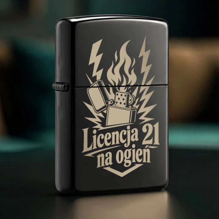 Zapalniczka Z Grawerem Na 21 Urodziny Prezent Dla Mężczyzny: Licencja Ognia 21