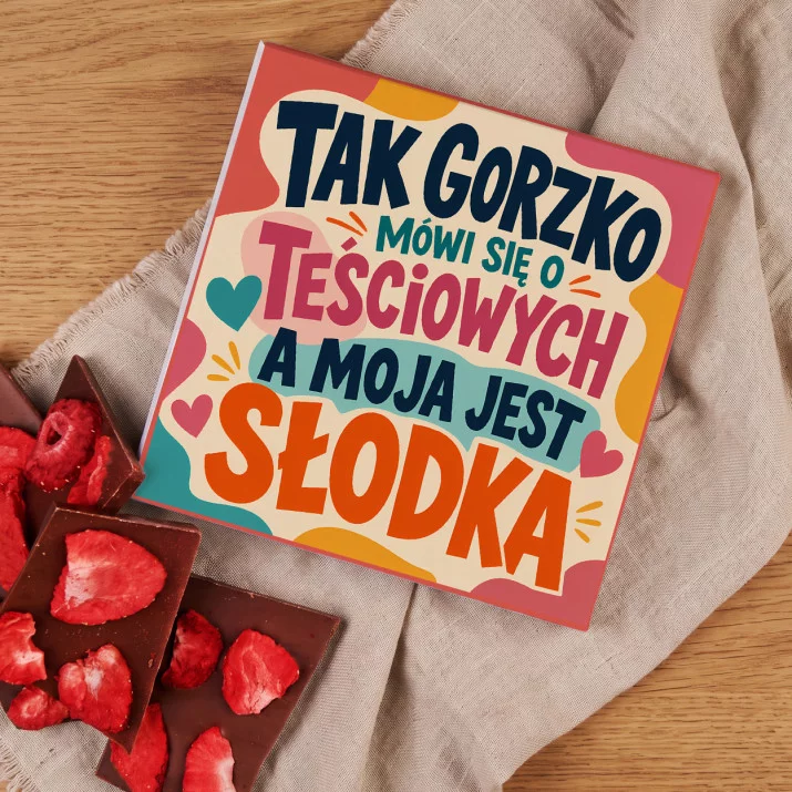 Czekolada Z Truskawkami Dla Teściowej Prezent Na Dzień Mamy Dla Kobiety: Moja Teściowa Jest Słodka