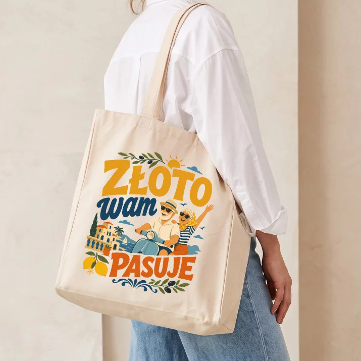 Torba Na Zakupy Na 50 Rocznicę Ślubu Prezent Dla Pary: Złota Retro Etykieta