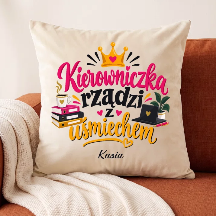 Poduszka Dekoracyjna Dla Kierowniczki Prezent Dla Kobiety: Kierowniczka Rządzi Z