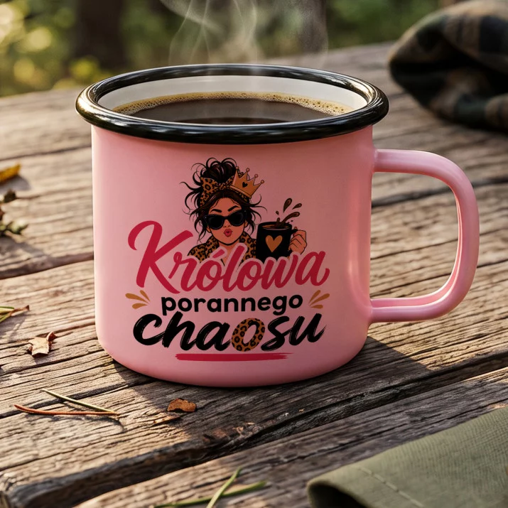Kubek Emaliowany Na Urodziny Prezent Dla Kobiety: Kobiecy Poranny Chaos Kubek Emaliowany Na Urodziny Prezent Dla Kobiety: Kobiecy Poranny Chaos