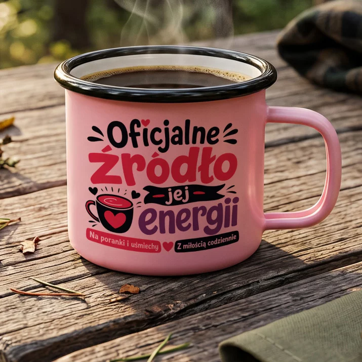 Kubek Emaliowany Dla Ukochanej Prezent Na Walentynki Dla Kobiety: Kawowa Energia Miłości
