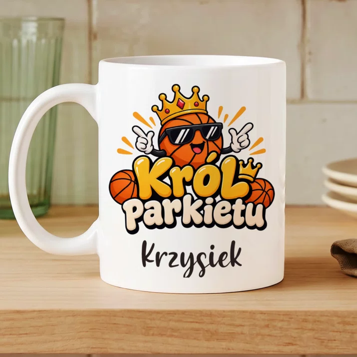 Kubek Personalizowany Dla Koszykarza Prezent Dla Mężczyzny: Król Parkietu Kubek Personalizowany Dla Koszykarza Prezent Dla Mężczyzny: Król Parkietu