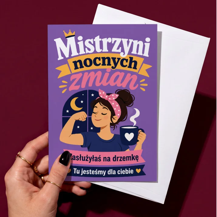 Kartka z Życzeniami Dla Młodej Mamy Na Dzień Mamy Dla Kobiety: Nocna Bohaterka Kartka z Życzeniami Dla Młodej Mamy Na Dzień Mamy Dla Kobiety: Nocna Bohaterka
