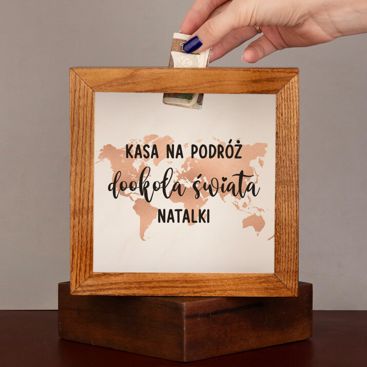  na podróż dookoła świata - Drewniana skarbonka