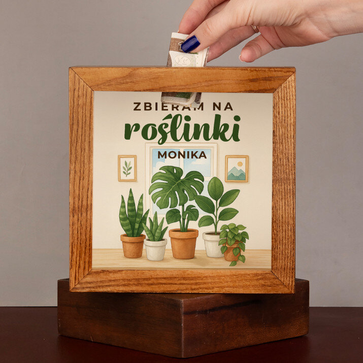  na roślinki - Drewniana skarbonka