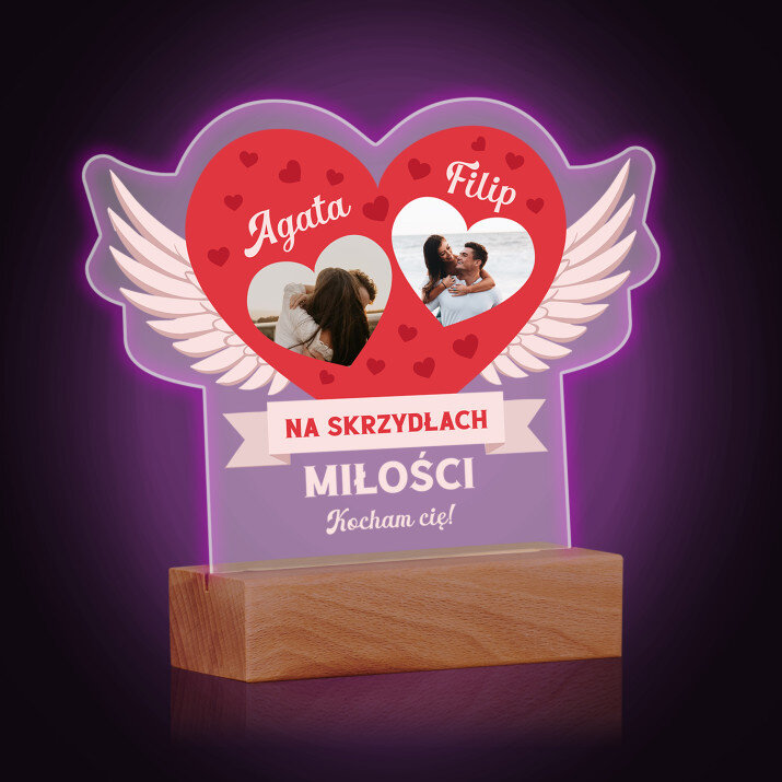 Na skrzydłach miłości - Lampka LED serce