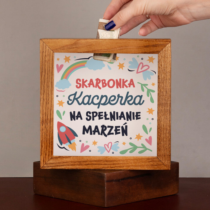 na spełnianie marzeń - Drewniana skarbonka