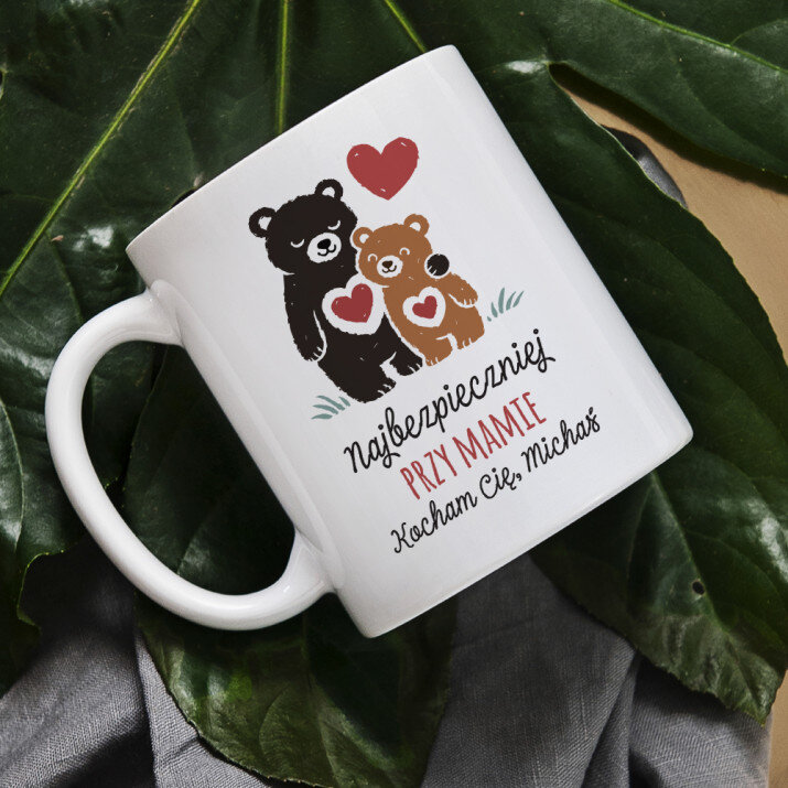 Najbezpieczniej przy mamie - Personalizowany Kubek