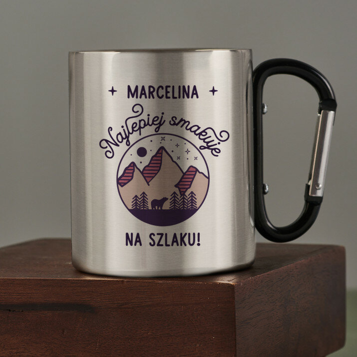 Najlepiej smakuje na szlaku - Kubek metalowy z karabińczykiem