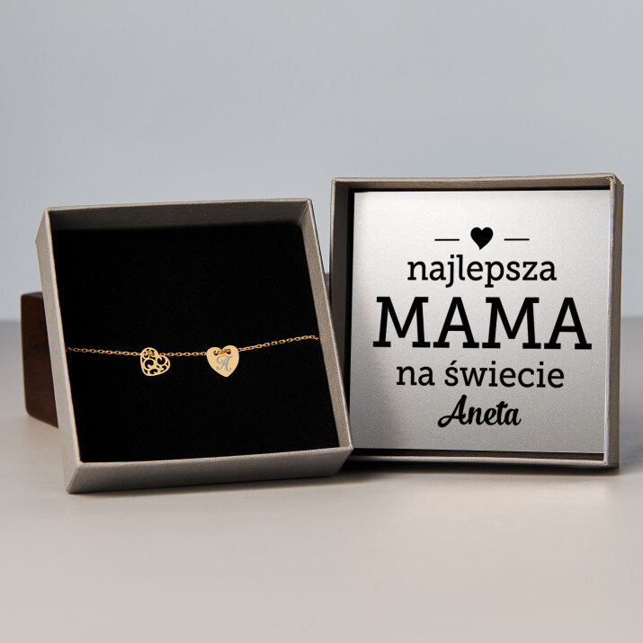 Najlepsza mama - Bransoletka pozłacana dwa serca