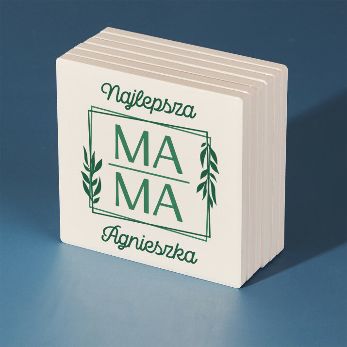 Najlepsza mama listki - Podkładki ceramiczne pod kubek