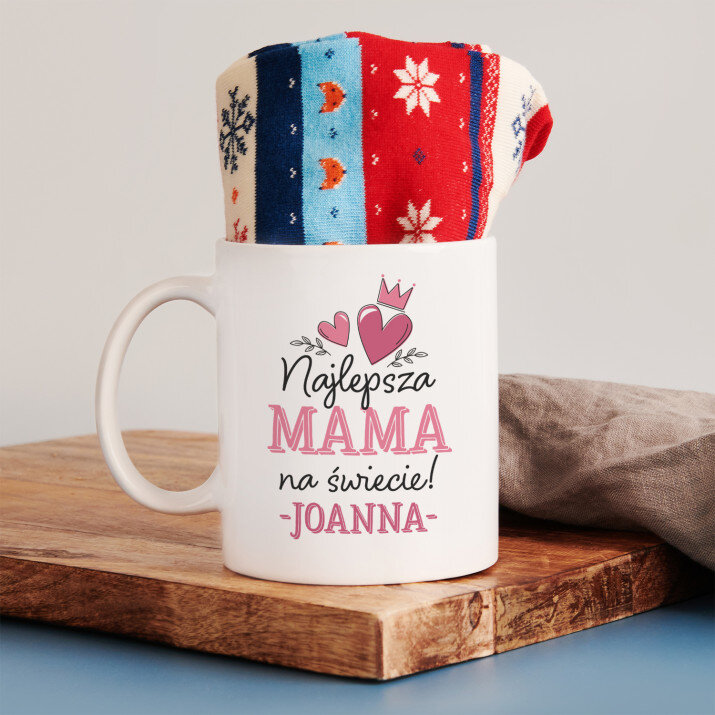 Najlepsza mama na świecie serca - Zimowe skarpetki w kubku