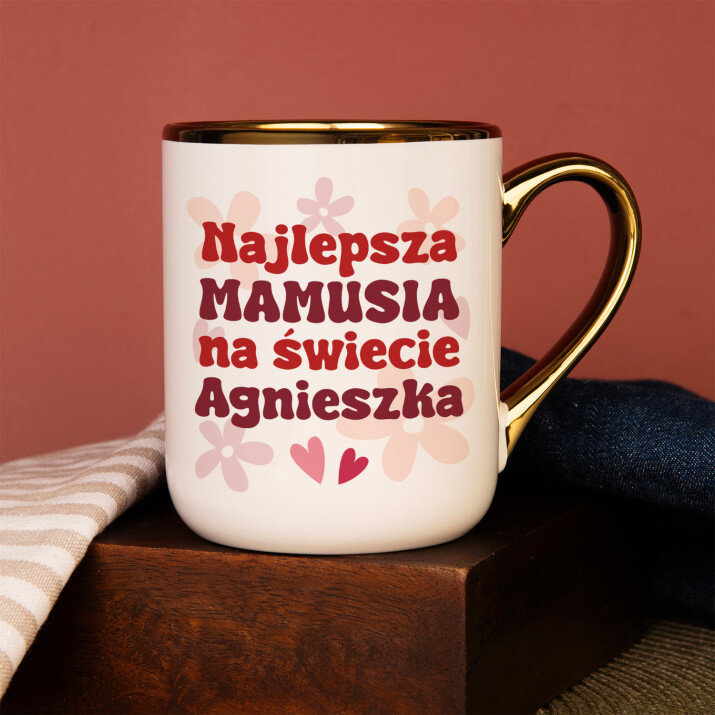 Najlepsza mamusia na świecie - Kubek ceramiczny ze złotym rantem