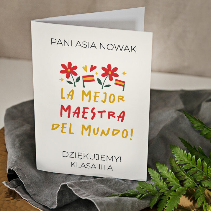 Najlepsza nauczycielka hiszpańskiego - kartka z życzeniami