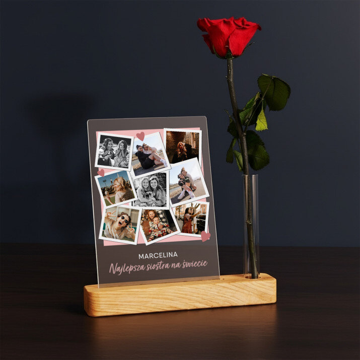 Najlepsza siostra na świecie - Wydruk na szkle akrylowym z różą