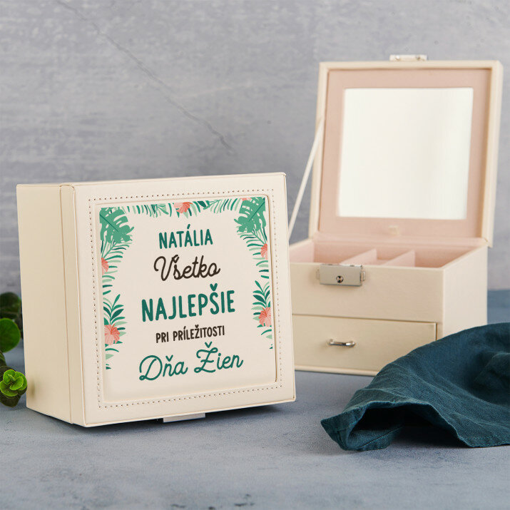 Najlepsze życzenia Dzień Kobiet - Szkatułka czarna z lusterkiem