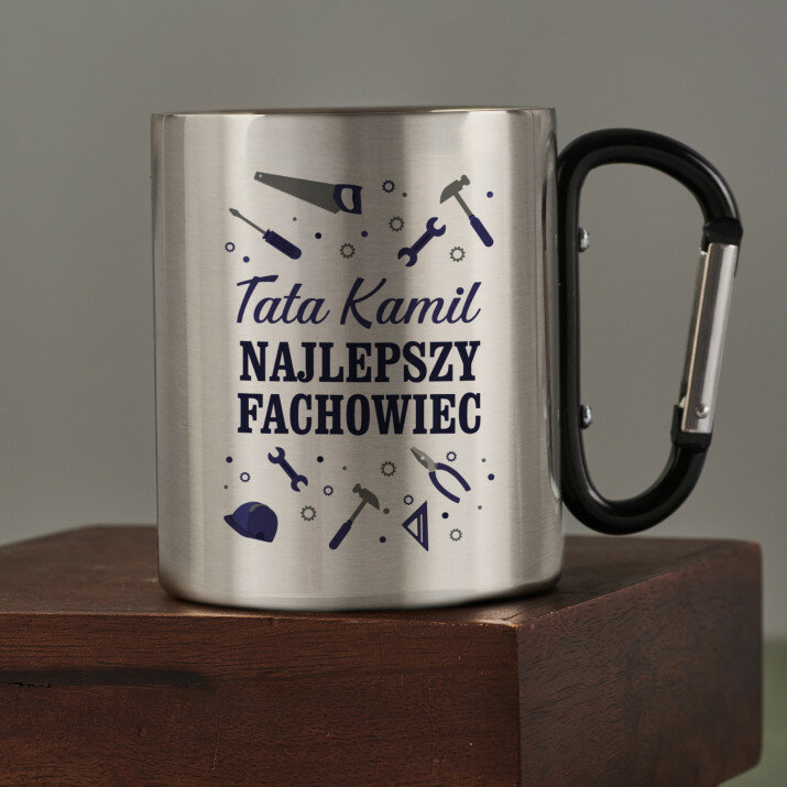 Najlepszy fachowiec - Kubek metalowy z karabińczykiem