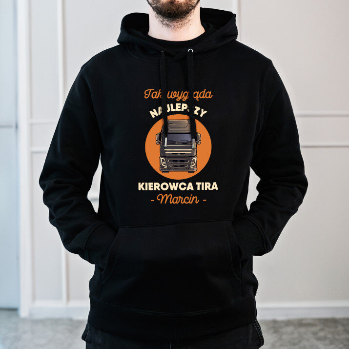 Najlepszy kierowca tira - Bluza męska czarna z kapturem