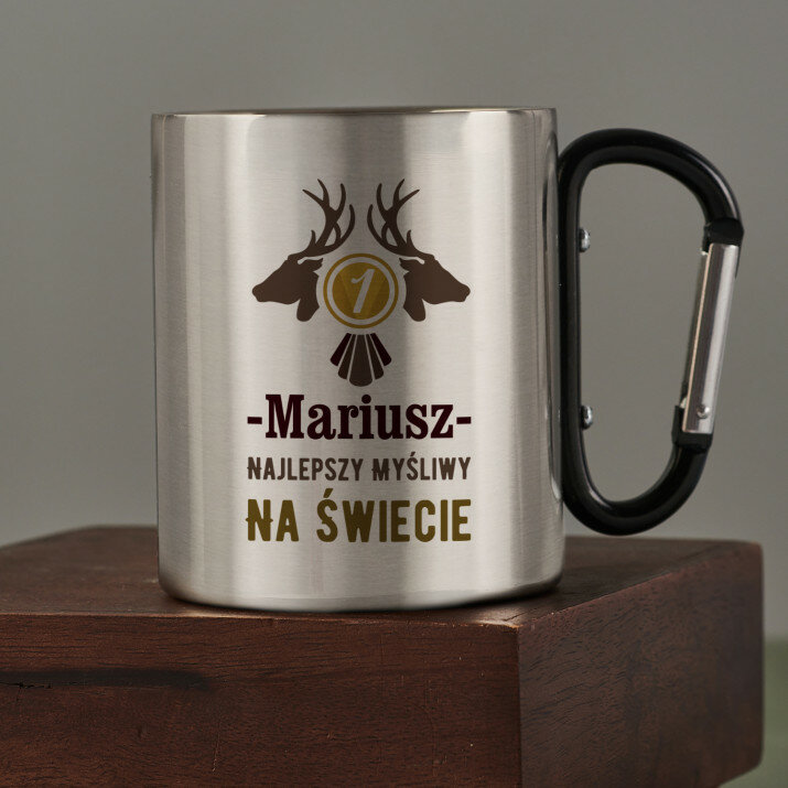 Najlepszy myśliwy na świecie - Kubek metalowy z karabińczykiem