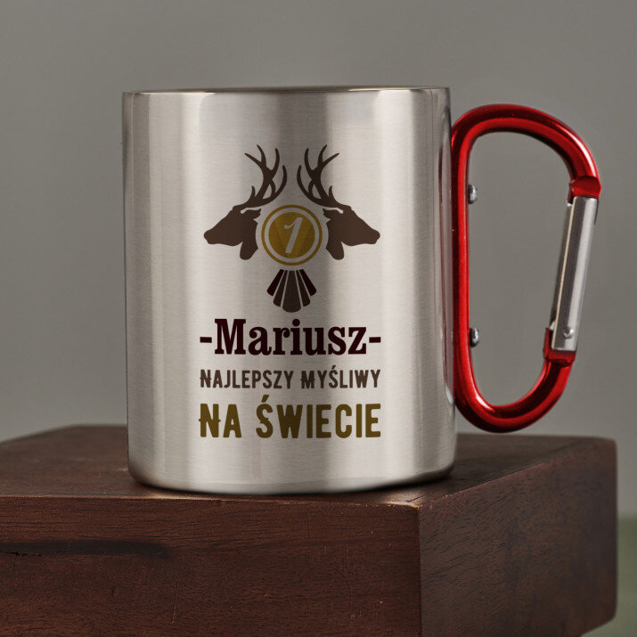 Najlepszy myśliwy na świecie - Kubek metalowy z karabińczykiem Najlepszy myśliwy na świecie - Kubek metalowy z karabińczykiem