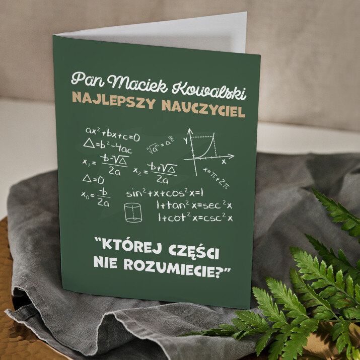 Najlepszy nauczyciel matematyki - kartka z życzeniami
