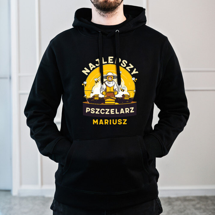 Najlepszy pszczelarz - Bluza męska czarna z kapturem