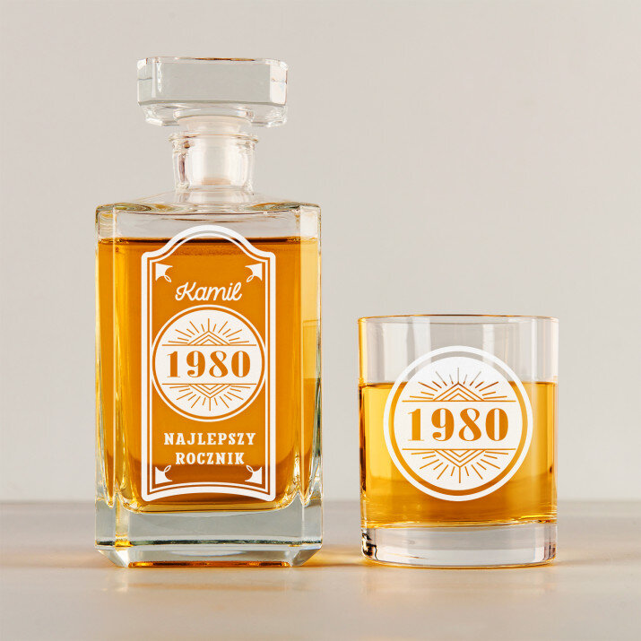 najlepszy rocznik - Zestaw Grawerowana Karafka 0,7 i Szklanki Do Whisky najlepszy rocznik - Zestaw Grawerowana Karafka 0,7 i Szklanki Do Whisky
