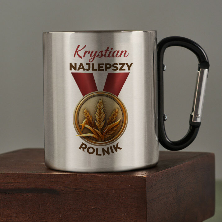 Najlepszy rolnik - Kubek metalowy z karabińczykiem