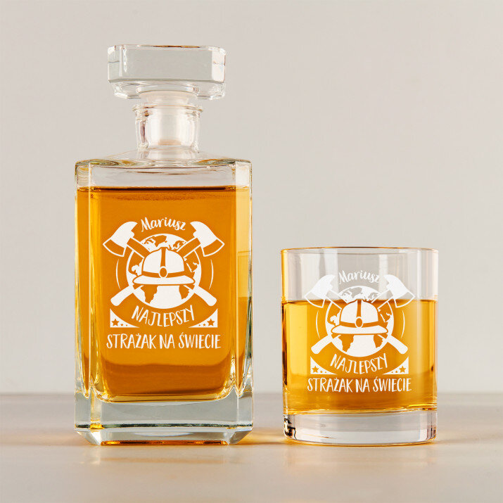 najlepszy strażak na świecie - Zestaw Grawerowana Karafka 0,7 i Szklanki Do Whisky najlepszy strażak na świecie - Zestaw Grawerowana Karafka 0,7 i Szklanki Do Whisky