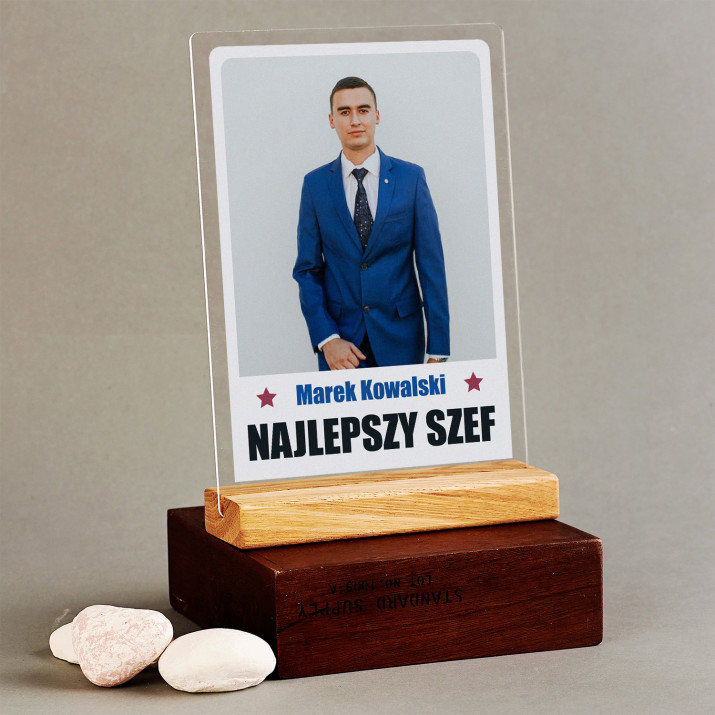 Najlepszy szef - Wydruk na szkle akrylowym z podstawką