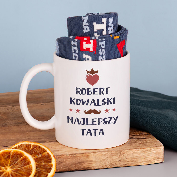 Najlepszy tata serce - Skarpetki w kubku dla taty