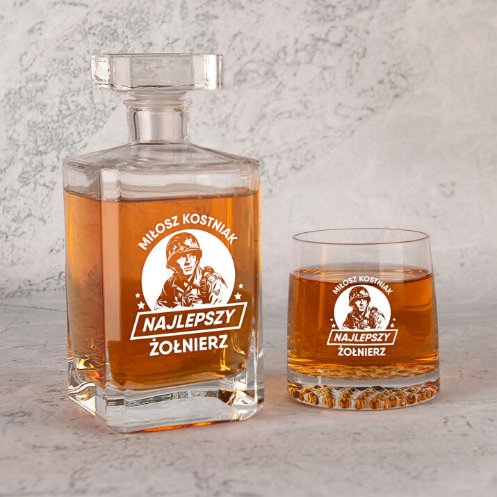  najlepszy żołnierz - Zestaw Grawerowana Karafka 0,7 i Szklanki Do Whisky