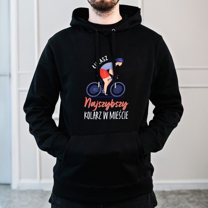 Najszybszy kolarz w mieście - Bluza męska czarna z kapturem