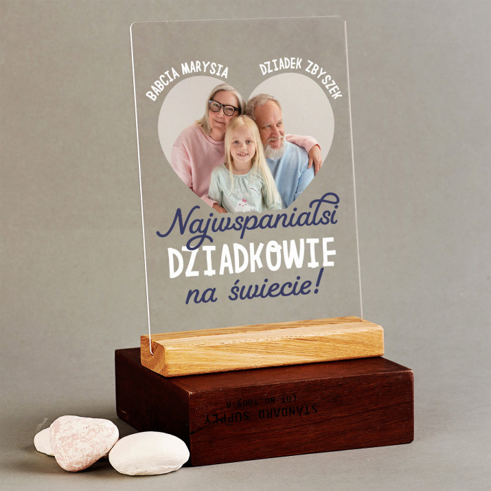 Najwspanialsi dziadkowie - Wydruk na szkle akrylowym z podstawką