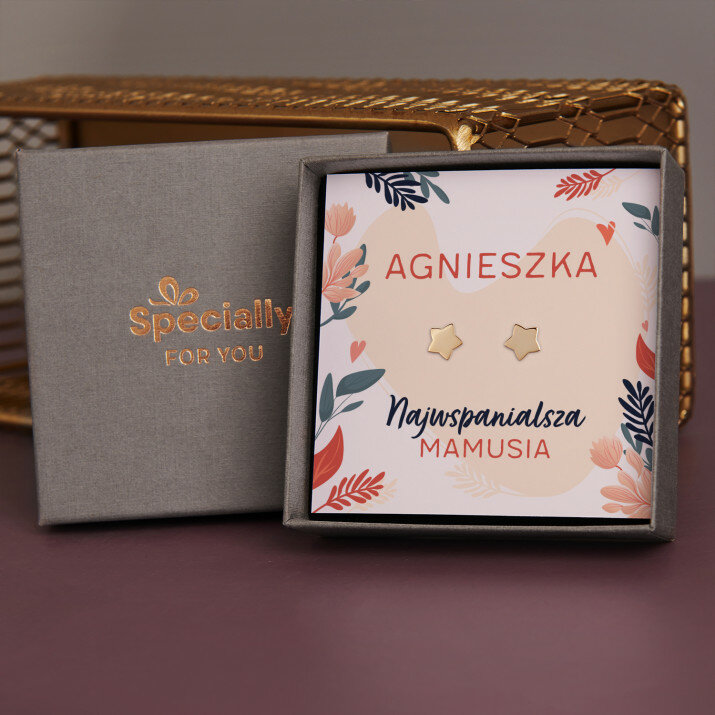 Najwspanialsza mamusia - Pozłacane kolczyki gwiazdki
